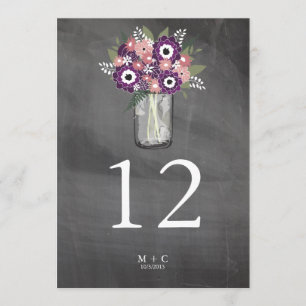 Invitation Tableau noir Mason Jar violet Garden   Numéro de t