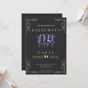 Invitation Tableau noir & or rouge Esquisses violettes Hallow