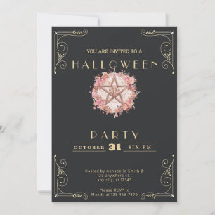 Invitation Tableau noir Pentagramme noir et or Halloween