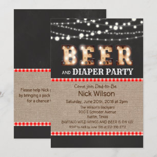 Invitation tableau noir pour fête bière et couche