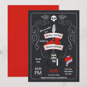 Invitation Tableau Noir Rock and Roll pour Enterrement de Vie