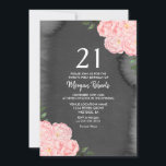 Invitation Tableau noir rose Rose Rose 21e anniversaire Invit<br><div class="desc">Tableau noir Rose rose 21e anniversaire Invitation aquarelle peinte à la main design floral Voir collection correspondante dans niche et magasin de nids</div>