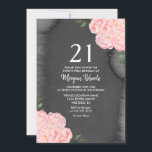 Invitation Tableau noir rose Rose Rose 21e anniversaire Invit<br><div class="desc">Tableau noir Rose rose 21e anniversaire Invitation aquarelle peinte à la main design floral Voir collection correspondante dans niche et magasin de nids</div>
