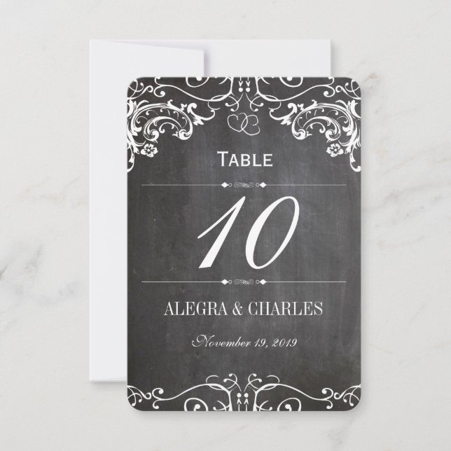 Invitation Tableau noir Typographie initiale de cœur mignon R (Devant)