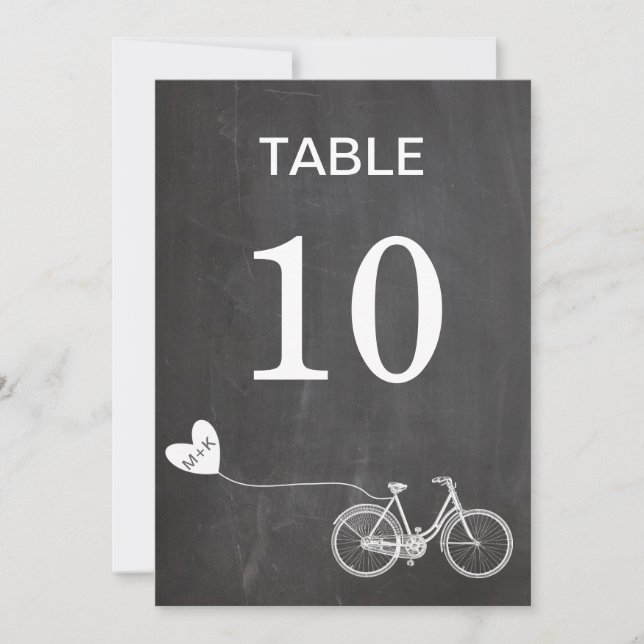 Invitation Tableau noir vélo romantique initiales numéro de t (Devant)