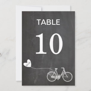Invitation Tableau noir vélo romantique initiales numéro de t
