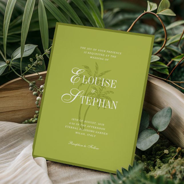 Invitation Tableau raffiné d'un palmier en script couleur cha (Créateur téléchargé)