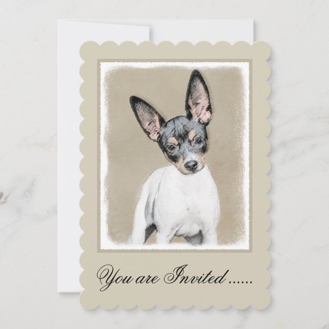 Invitation Tableau Rat Terrier - Cute Original Chien Art (Devant)