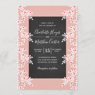 Invitation Tableau rose-clair moderne de mariage d'hiver