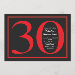 Invitation Tableau rouge et noir du 30e anniversaire
