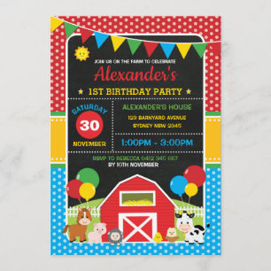 Invitation Tableau vibrant d'anniversaire d'animaux de