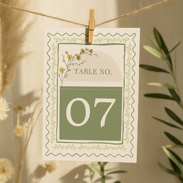 Invitation Tableau vintage vert et crème Floral (Créateur téléchargé)