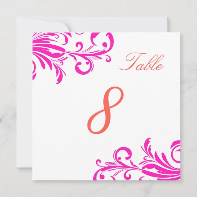 Invitation Tableaux tourbillons chic rose chaud 8 (Devant)