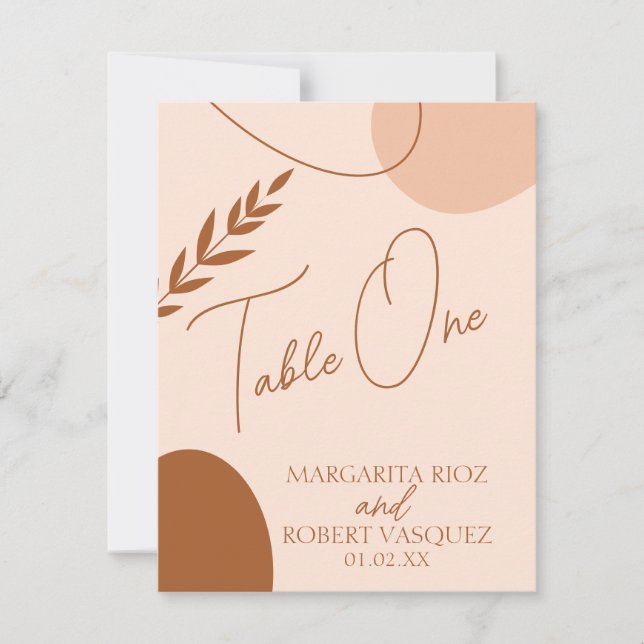 Invitation Tables de mariage marron beige bohème (Devant)