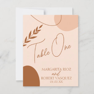 Invitation Tables de mariage marron beige bohème