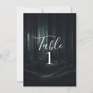 Invitation Tables des arbres forestiers sombres et lunaires a