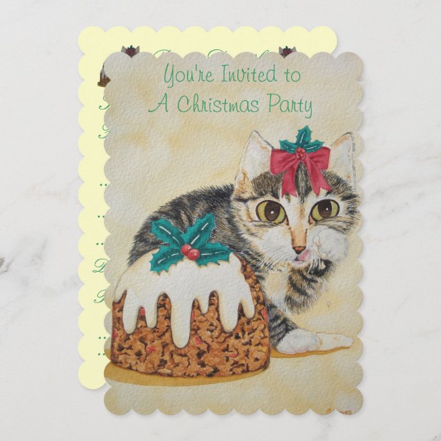 Invitation tablette gris chaton en lèche pw noël (Devant / Derrière)