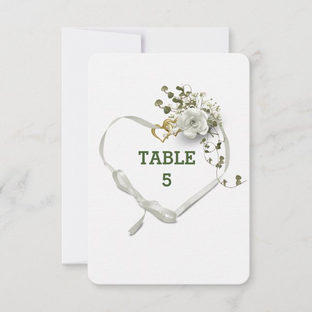 Invitation Tablette mariage Blanc Ruban Heart (Devant)