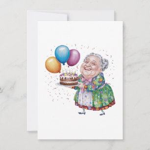 Invitation Tablier floral drôle de grand-mère pour anniversai