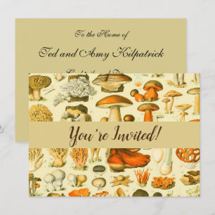 Invitation Tabouret de toilette Vintage de champignons Illust