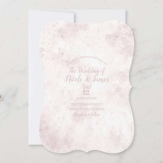 Invitation Tache d'aquarelle rose blush Mariage Moderne Glamo (Devant)