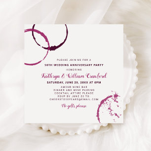 Invitation Tache de vin Bourgogne 50e anniversaire de mariage