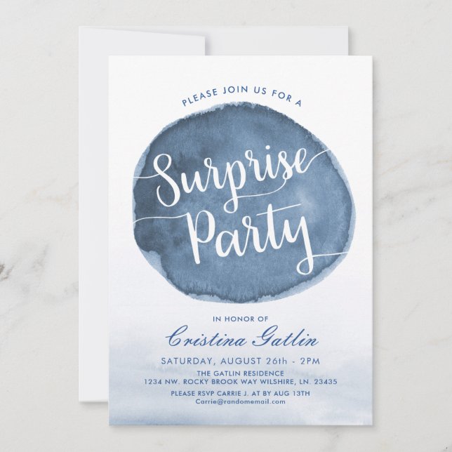 Invitation Tache d'eau de lac | Personnalisé | Fête d'anniver (Devant)