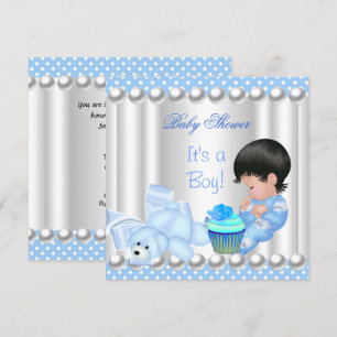 Invitation Taches de cupcake bleues pour une Baby Shower pour
