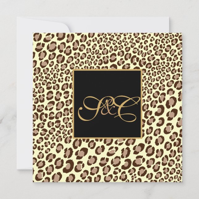 Invitation Taches de léopard + tourbillons de perles/vintages (Devant)