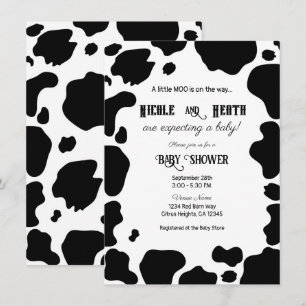 Invitation Taches de vache noire et blanche Impression Baby S