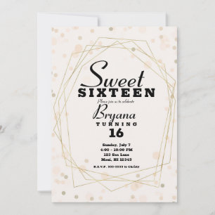 Invitation Taches Taupe Rose & Géométrique Moderne Or Sweet 1