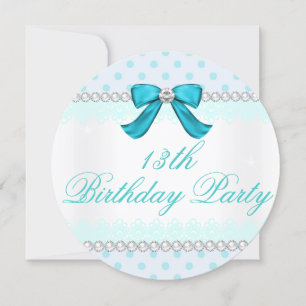 Invitation Tacheté de sarcelle, Fête d'anniversaire de 13 ans