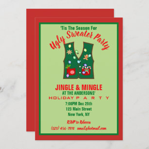Invitation Tacky Christmas Lights Ugly Sweater Party