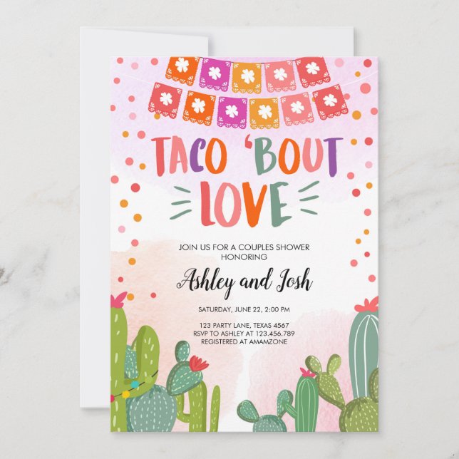 Invitation Taco à propos de l'Amour Fiesta Fête de Couple (Devant)