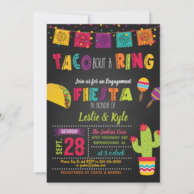 Invitation Taco à propos d'une bague - Fête de fiançailles/Co (Devant)