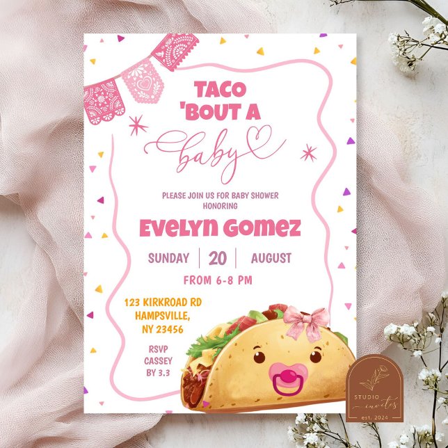 Invitation Taco à Propos D'une Bébé Fille Fiesta Mexicaine Ba (Créateur téléchargé)