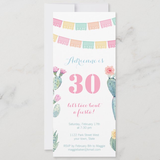 Invitation Taco à propos d'une Fiesta Mexicaine tout âge fête (Devant)