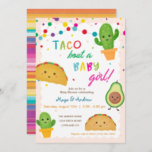 Invitation Taco à propos d'une petite fille - fiesta thème ba