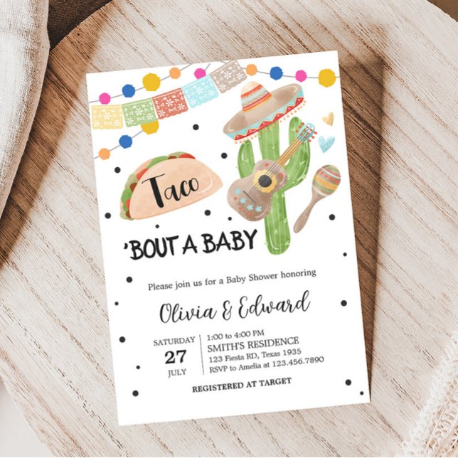 Invitation Taco Bout A Baby Cactus Baby shower (Fiesta Cactus Baby Shower Invitation)