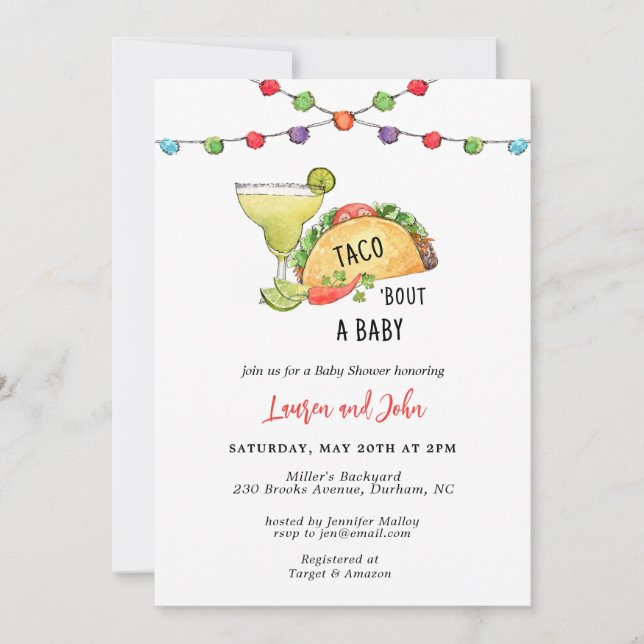 Invitation Taco Bout A Baby Couple Baby shower Fiesta (Devant)