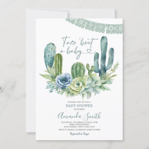 Invitation Taco Bout A Baby Green Cactus Baby shower