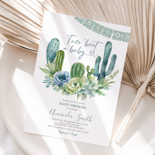 Invitation Taco Bout A Baby Green Cactus Baby shower