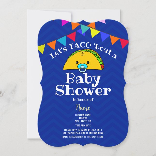 Invitation TACO 'Bout a Baby shower (Devant)