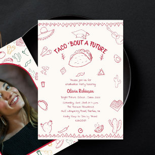 Invitation Taco Bout a Future Fiesta Doodle Graduation Photo