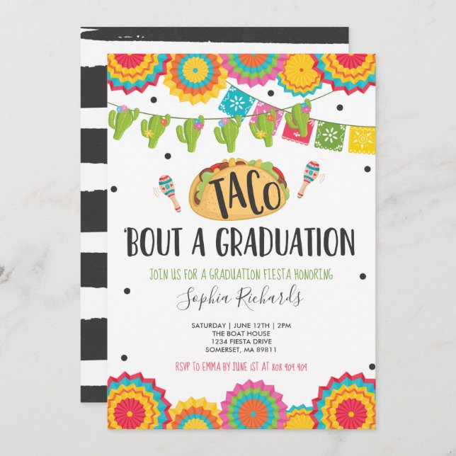 Invitation Taco 'Bout A Graduation Fiesta Graduation Party (Devant / Derrière)