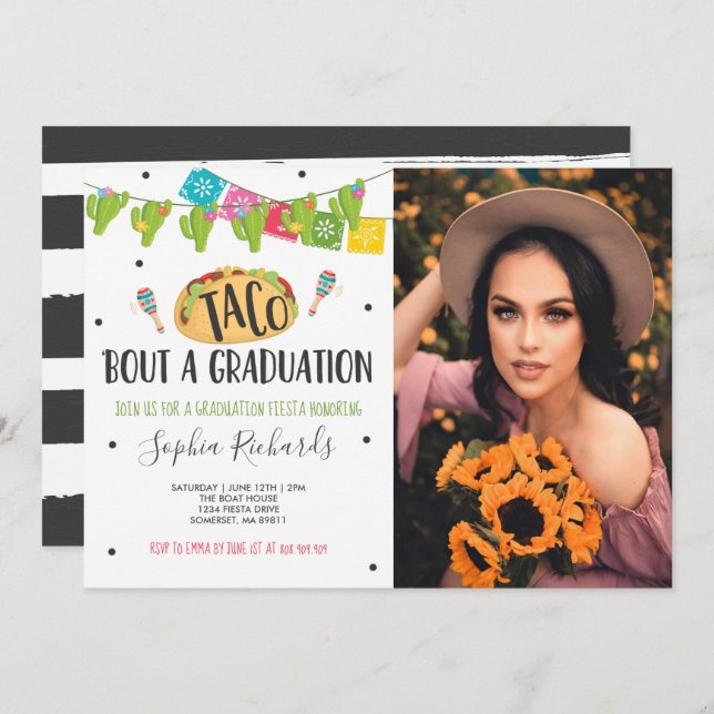 Invitation Taco 'Bout A Graduation Fiesta Graduation Party (Devant / Derrière)