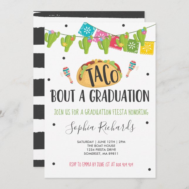 Invitation Taco 'Bout A Graduation Fiesta Graduation Party (Devant / Derrière)