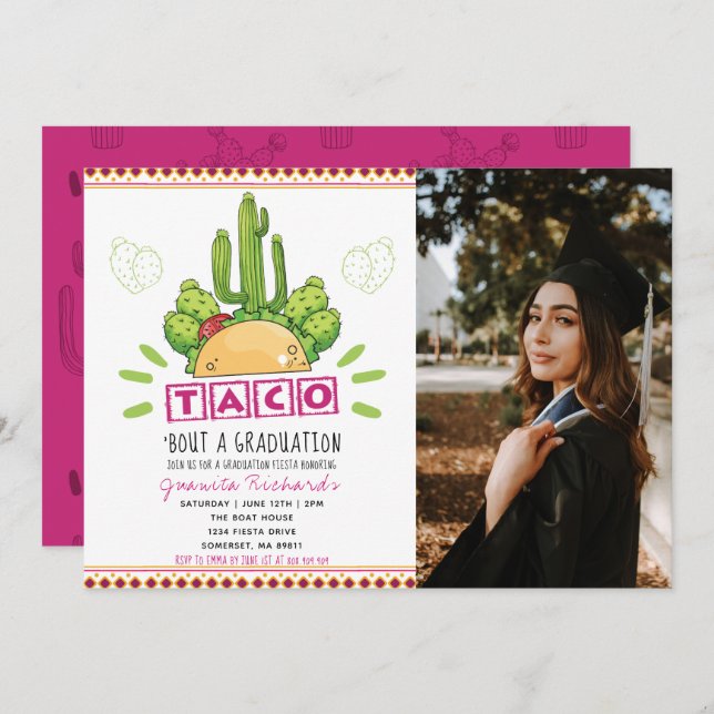 Invitation Taco 'Bout A Graduation Fiesta Graduation Photo (Devant / Derrière)