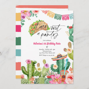 Invitation Taco 'Bout A Party 1er Anniversaire Fiesta Cactus