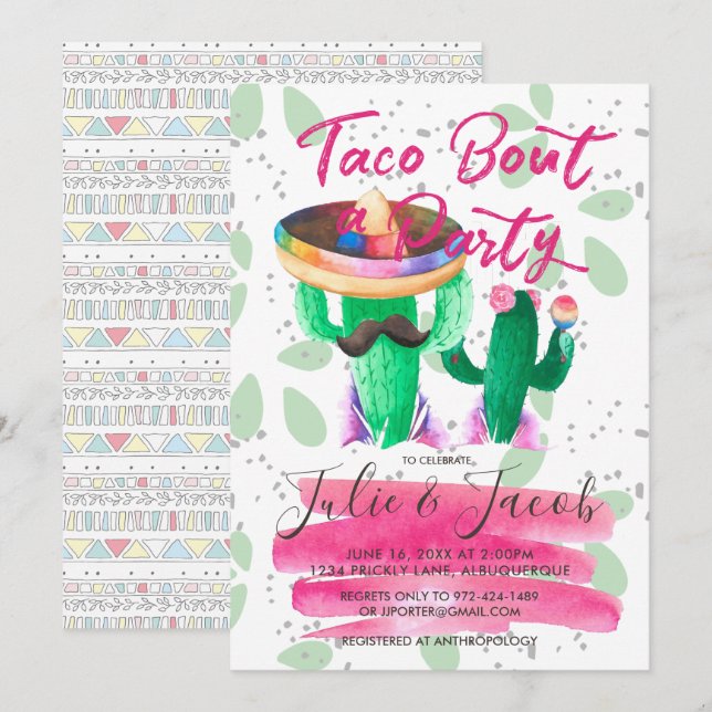 Invitation Taco Bout A Party Engagement Party (Devant / Derrière)